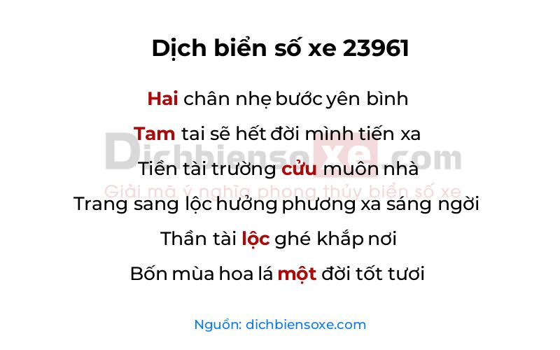 Dịch thơ biển số 23961
