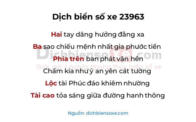 Dịch thơ biển số 23963