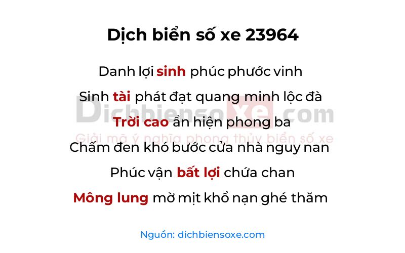 Dịch thơ biển số 23964