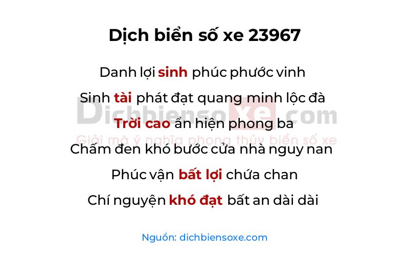 Dịch thơ biển số 23967