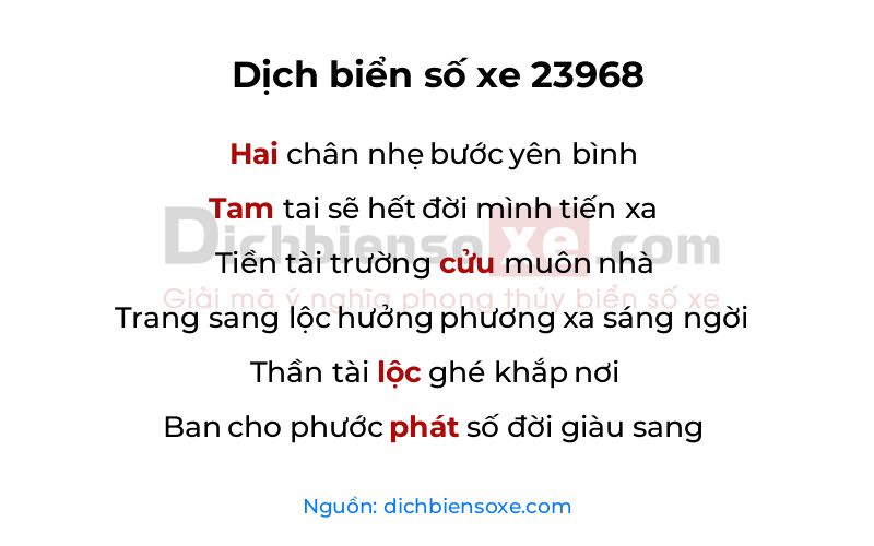 Dịch thơ biển số 23968