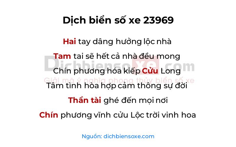 Dịch thơ biển số 23969
