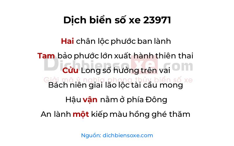 Dịch thơ biển số 23971