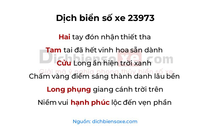 Dịch thơ biển số 23973
