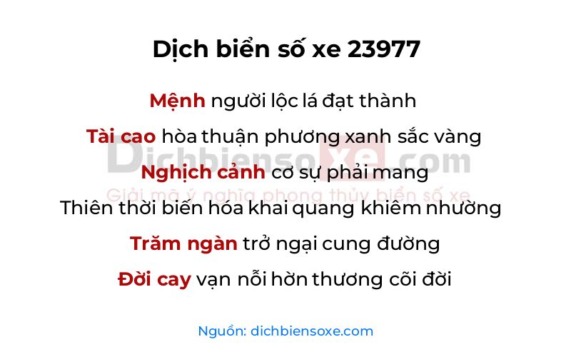 Dịch thơ biển số 23977