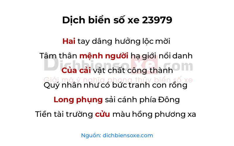 Dịch thơ biển số 23979