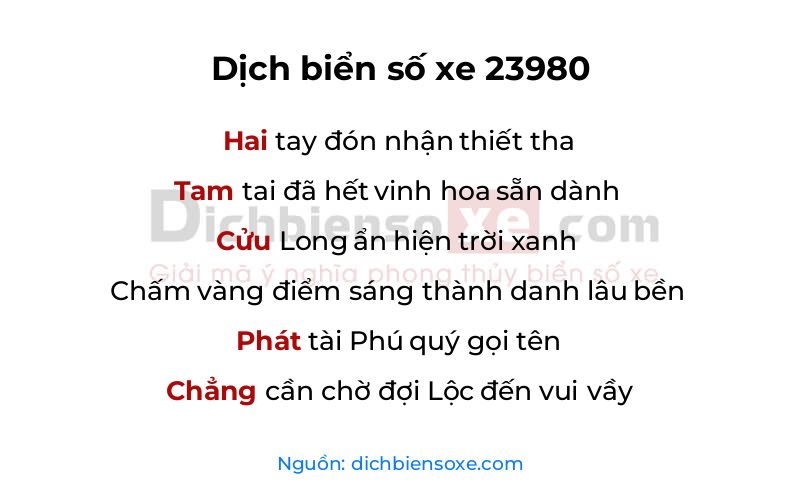Dịch thơ biển số 23980
