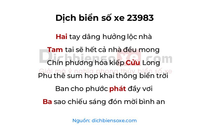 Dịch thơ biển số 23983