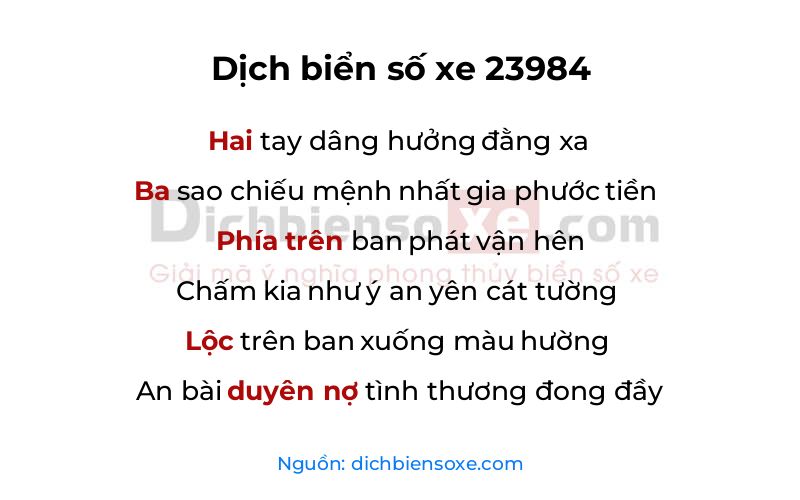 Dịch thơ biển số 23984