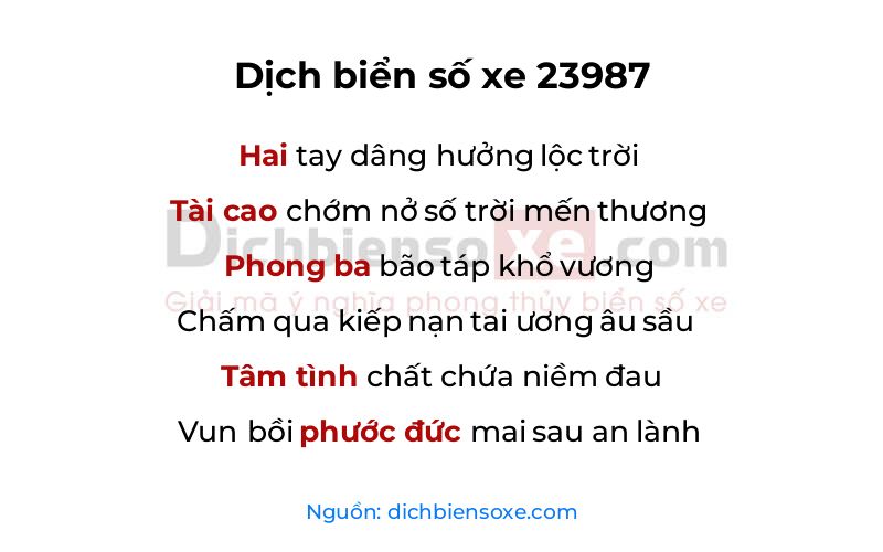 Dịch thơ biển số 23987