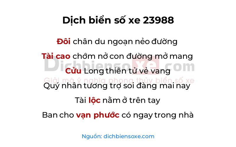 Dịch thơ biển số 23988