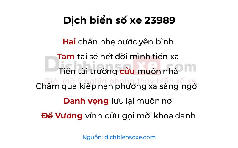 Dịch thơ biển số 23989