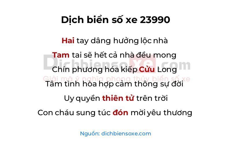 Dịch thơ biển số 23990