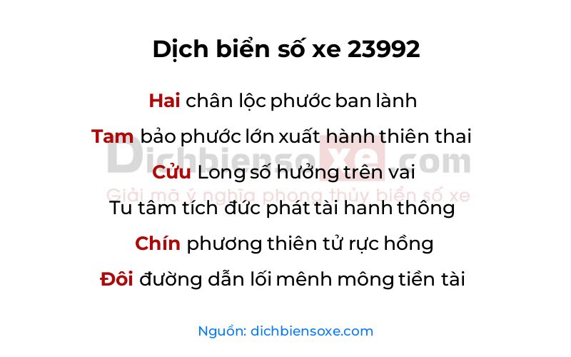 Dịch thơ biển số 23992