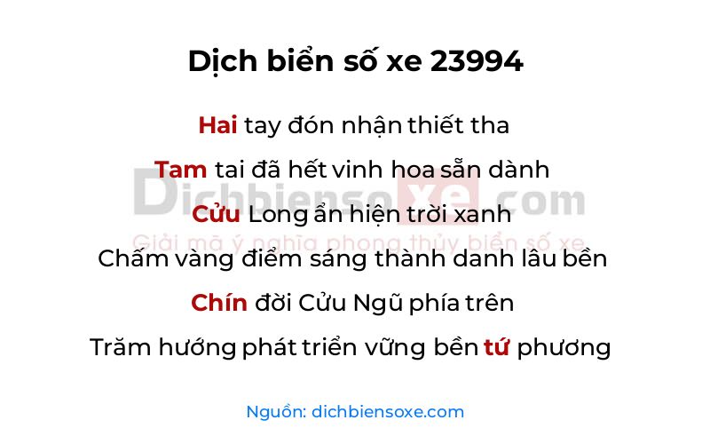 Dịch thơ biển số 23994
