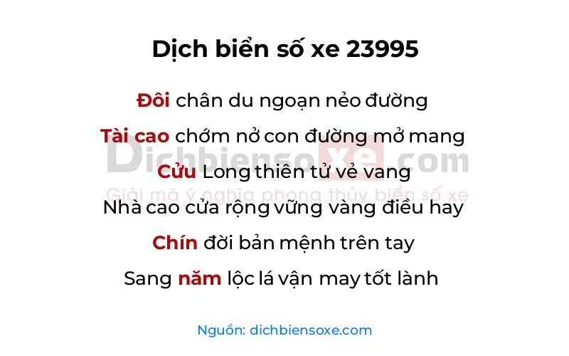 Dịch thơ biển số 23995