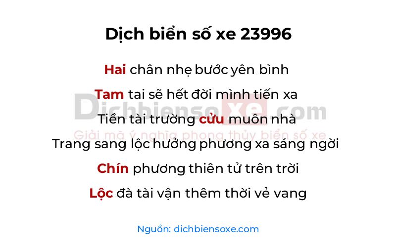 Dịch thơ biển số 23996