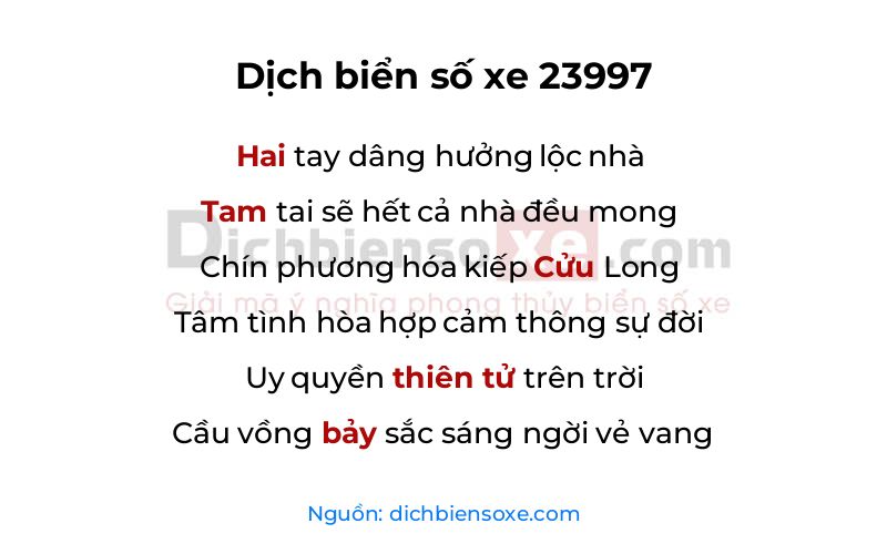 Dịch thơ biển số 23997