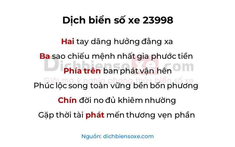 Dịch thơ biển số 23998