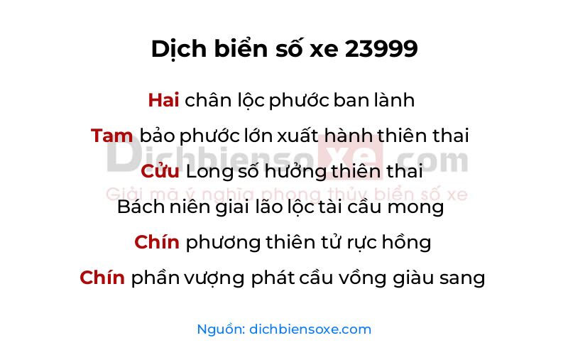 Dịch thơ biển số 23999