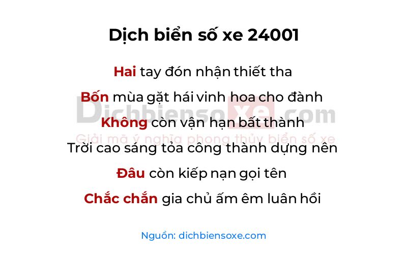 Dịch thơ biển số 24001