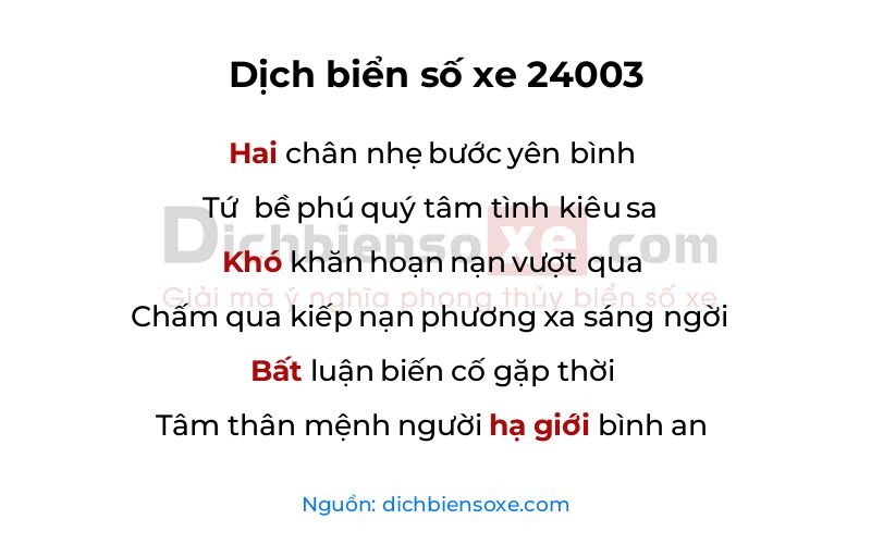 Dịch thơ biển số 24003