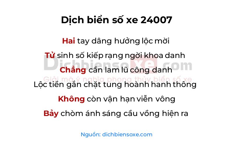 Dịch thơ biển số 24007