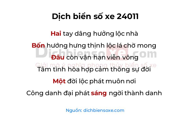 Dịch thơ biển số 24011