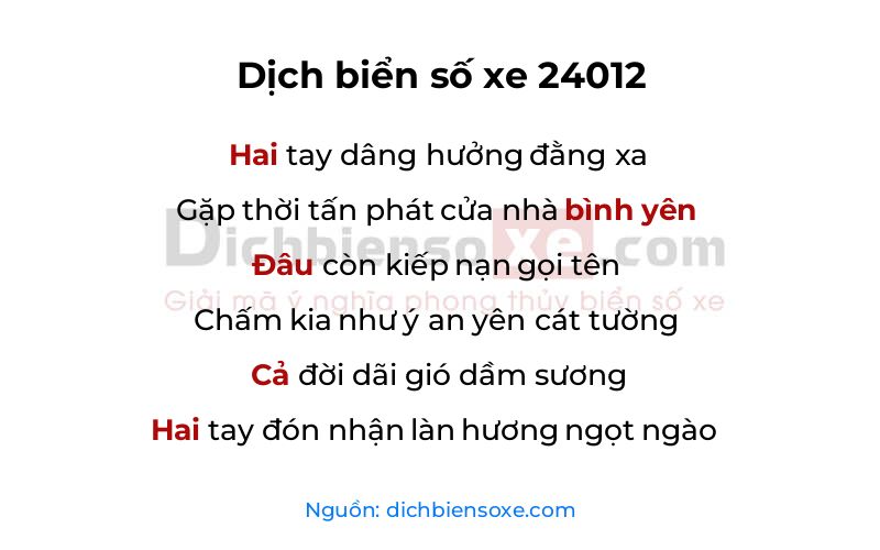 Dịch thơ biển số 24012