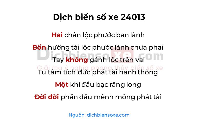 Dịch thơ biển số 24013