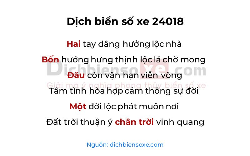 Dịch thơ biển số 24018