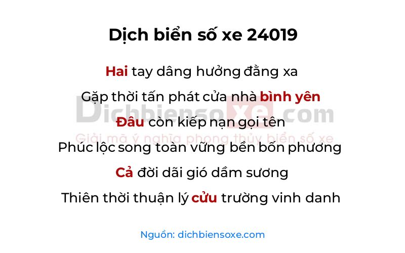 Dịch thơ biển số 24019