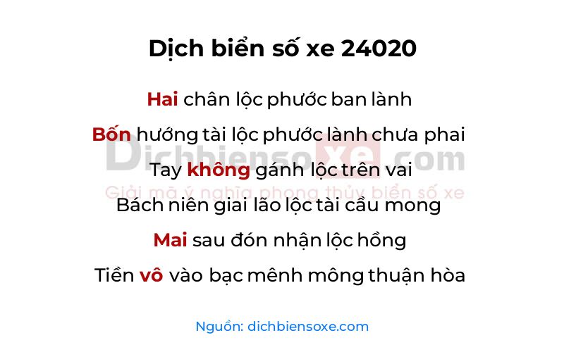 Dịch thơ biển số 24020