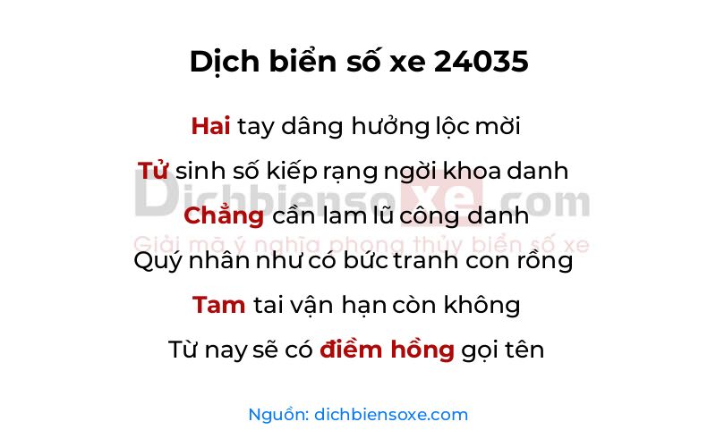 Dịch thơ biển số 24035