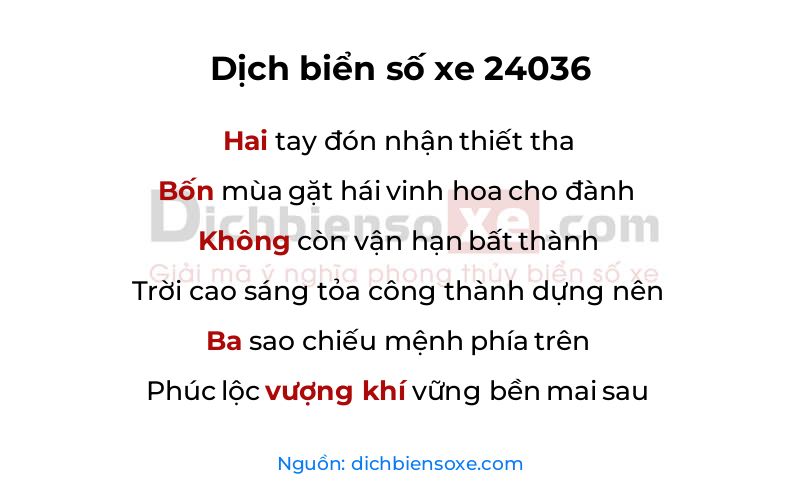 Dịch thơ biển số 24036