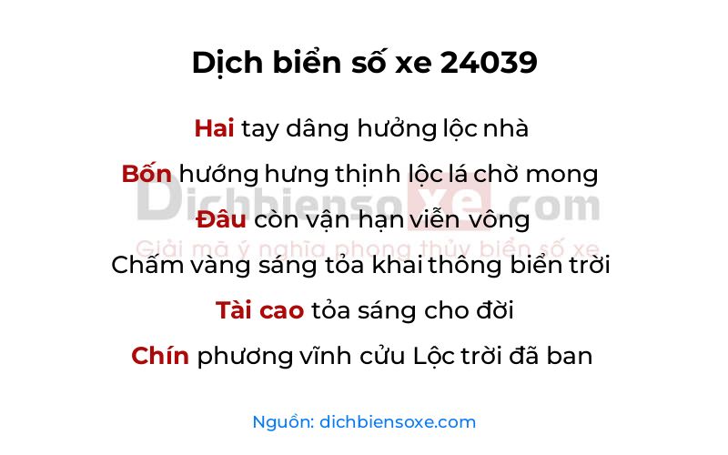 Dịch thơ biển số 24039