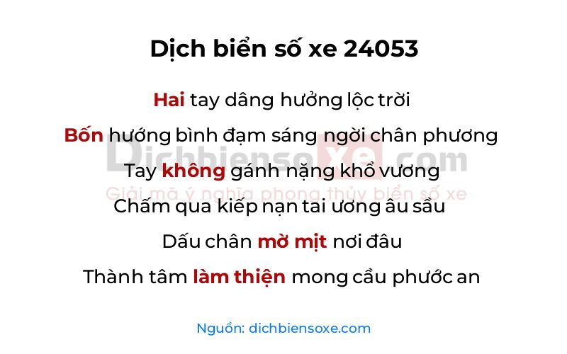 Dịch thơ biển số 24053