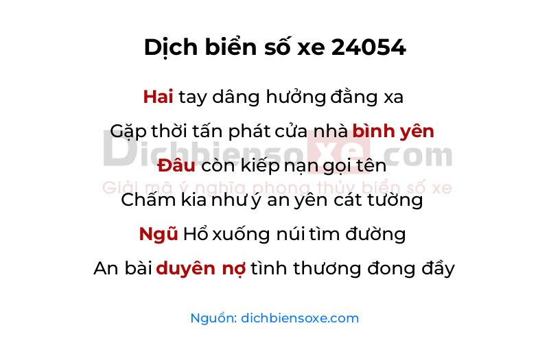 Dịch thơ biển số 24054