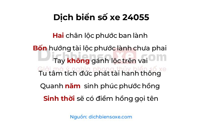 Dịch thơ biển số 24055