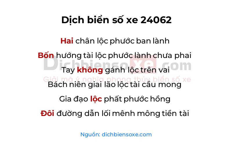 Dịch thơ biển số 24062