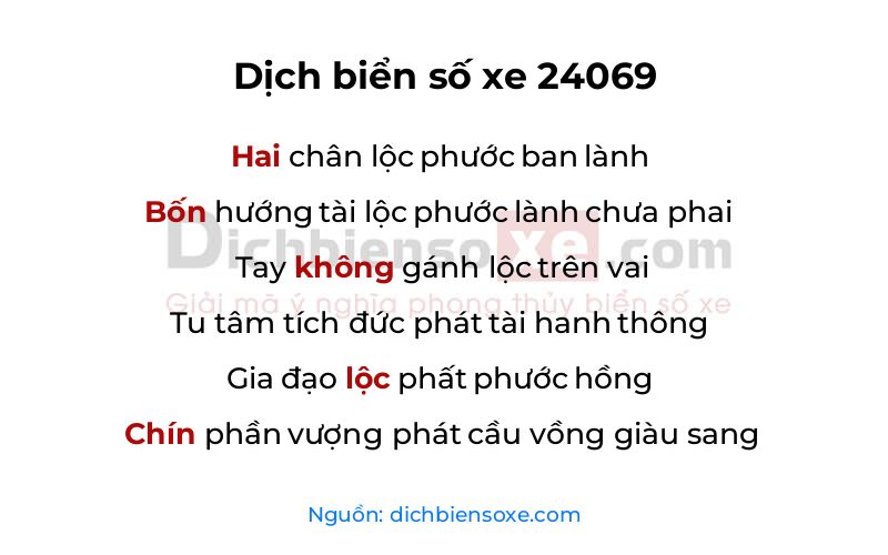 Dịch thơ biển số 24069