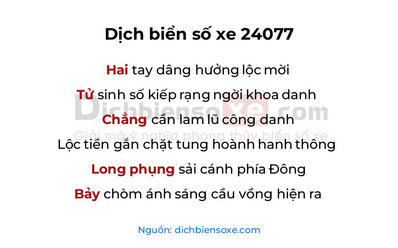 Dịch thơ biển số 24077