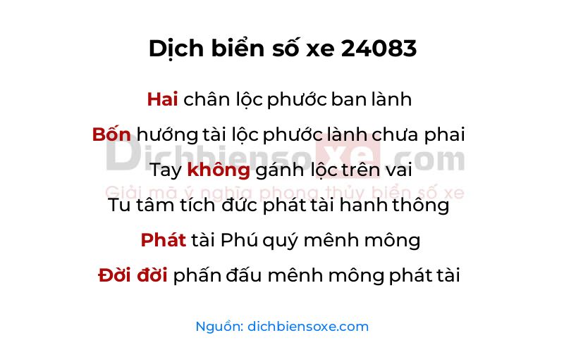 Dịch thơ biển số 24083