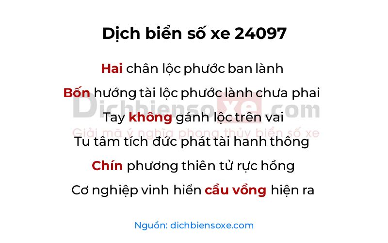 Dịch thơ biển số 24097