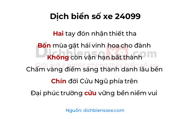 Dịch thơ biển số 24099