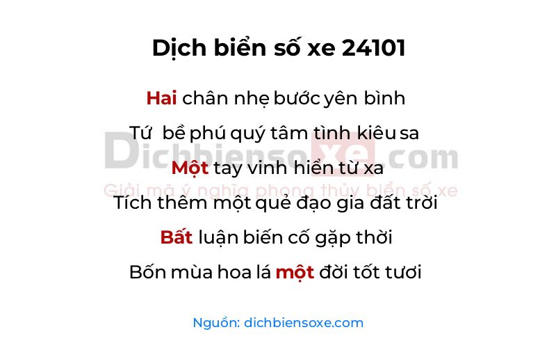 Dịch thơ biển số 24101