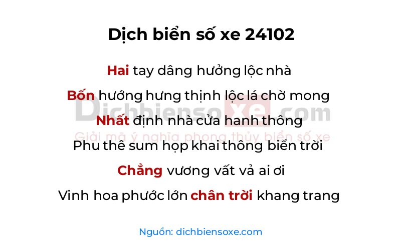 Dịch thơ biển số 24102