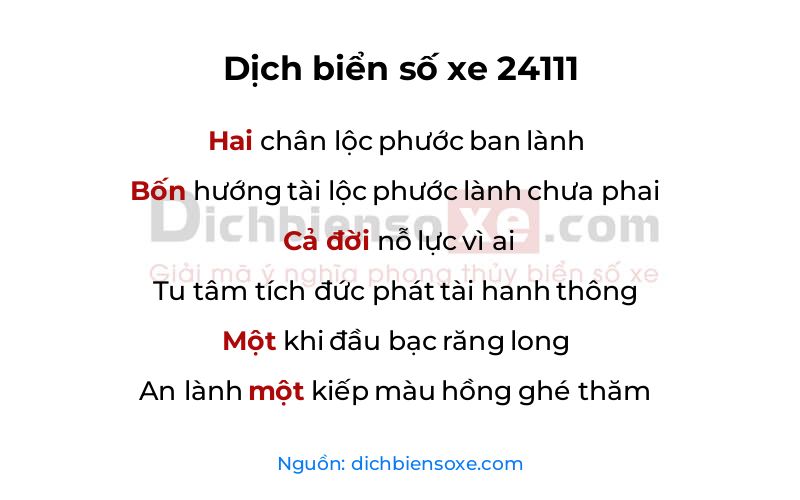Dịch thơ biển số 24111