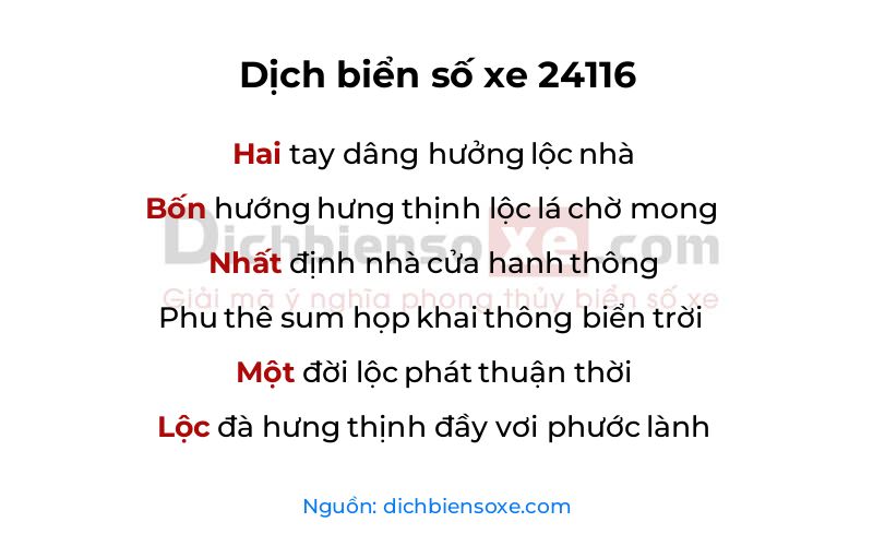 Dịch thơ biển số 24116