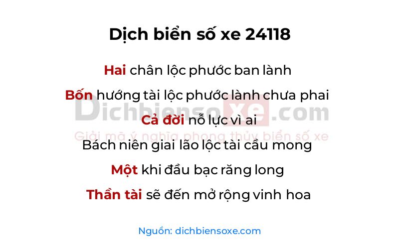 Dịch thơ biển số 24118